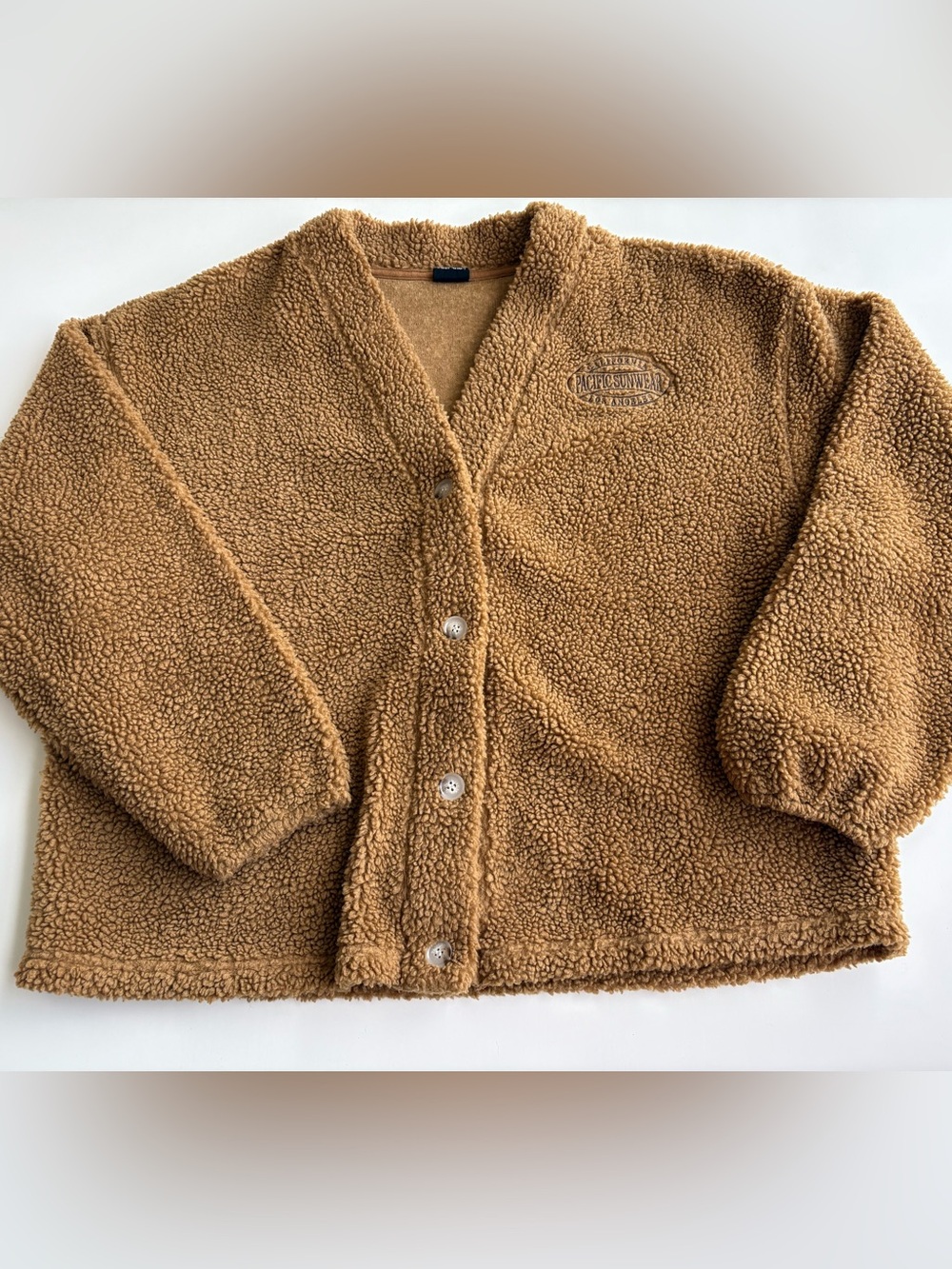 PacSun Women’s Sherpa Button Down Thick Top/Jacket. Sz Med. Brown/Mustard